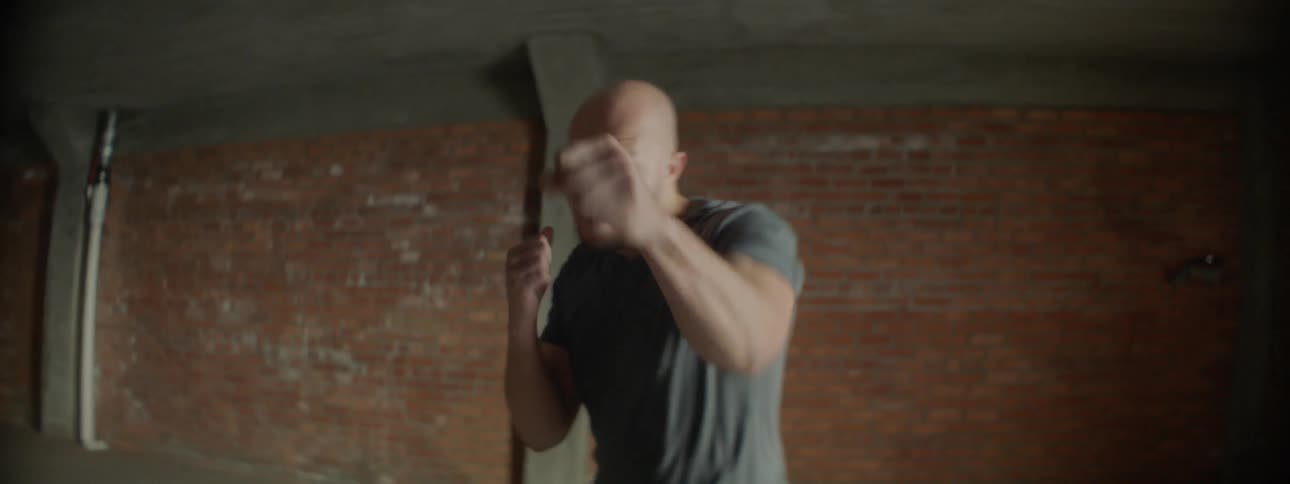 A man punches the air