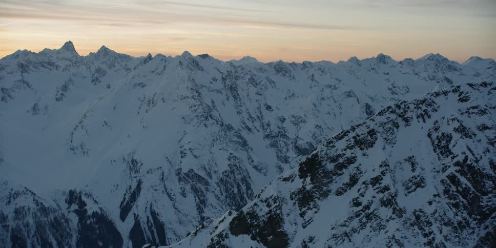 Mountain peaks and ridges at sunset