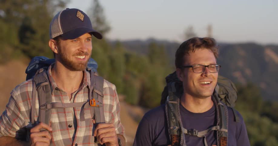 Two hikers stop to enjoy the view