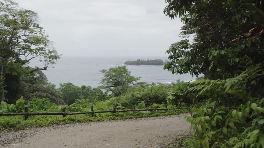 A dirt road sits close to a beach