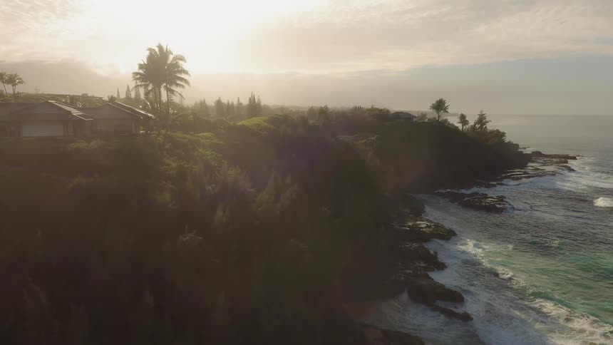 Sun shines down over an island