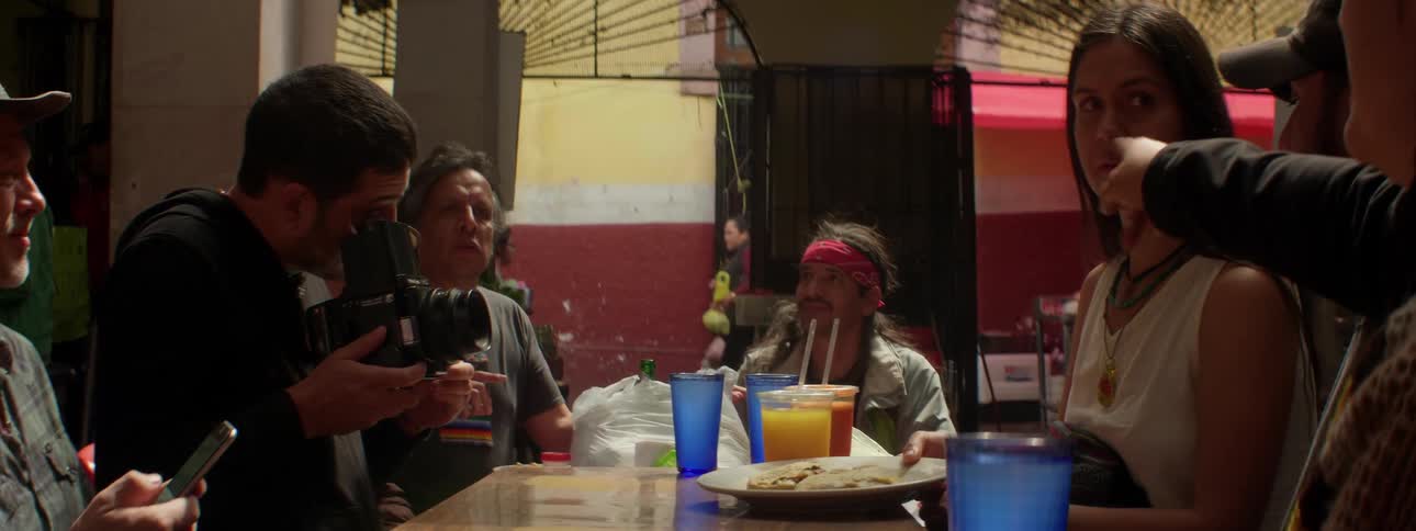 People dine at a restaurant