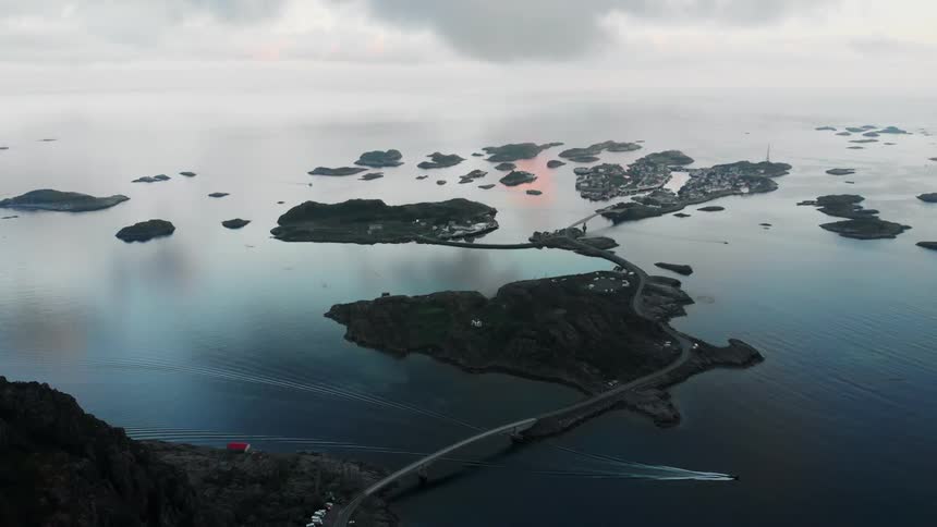 Bridges connect small ocean islands