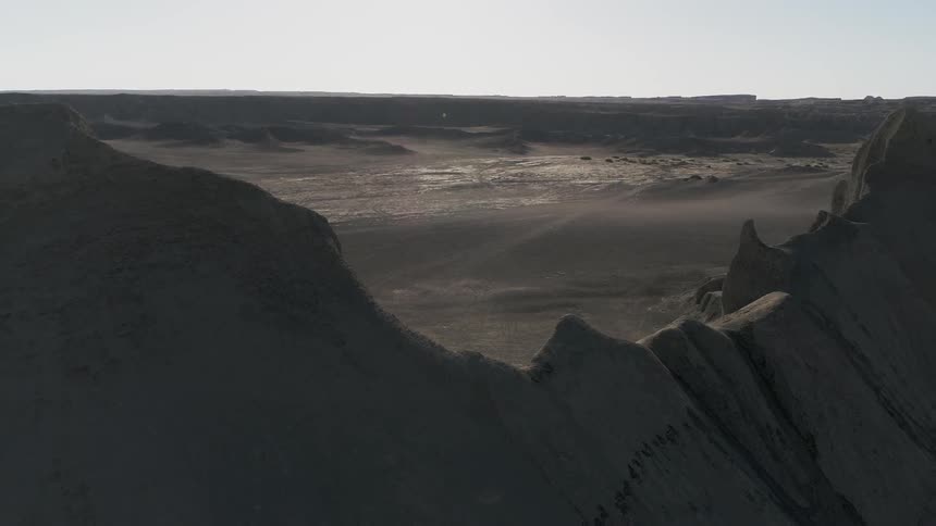 Mountains stand in a desert