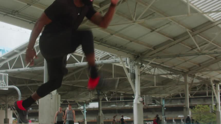 A man is doing a leg exercise