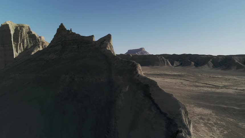 A mountain stands in a desert