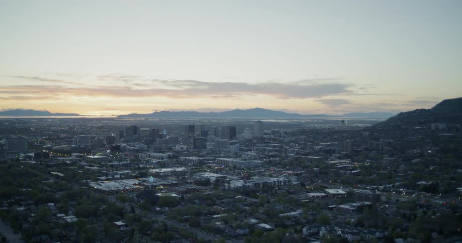 Large city at dusk