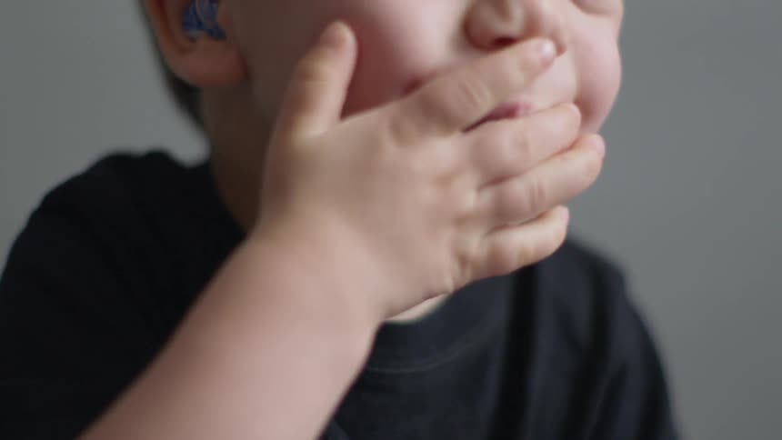 A kid is eating