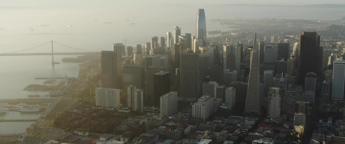 Haze is lingering in the air over san francisco in the morning