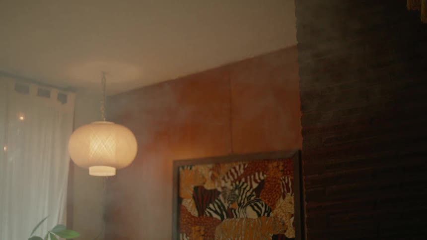 Hanging lamp in a dining room