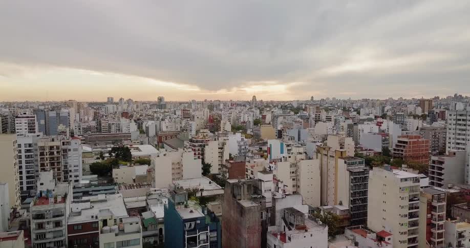 The city is covered with heavy clouds