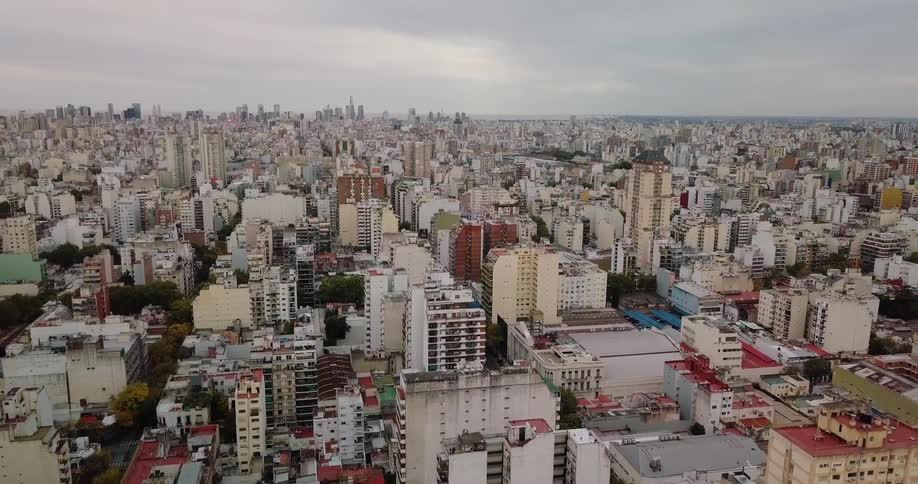 The city is covered with heavy clouds