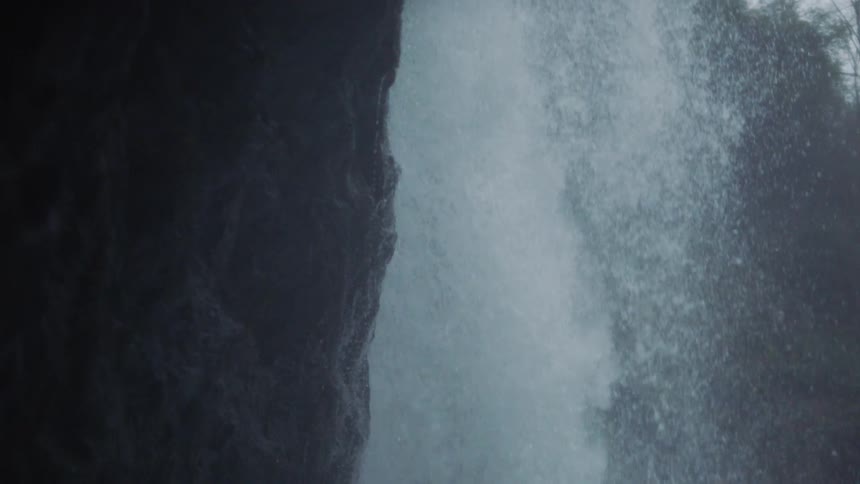 Water cascades down a mountain