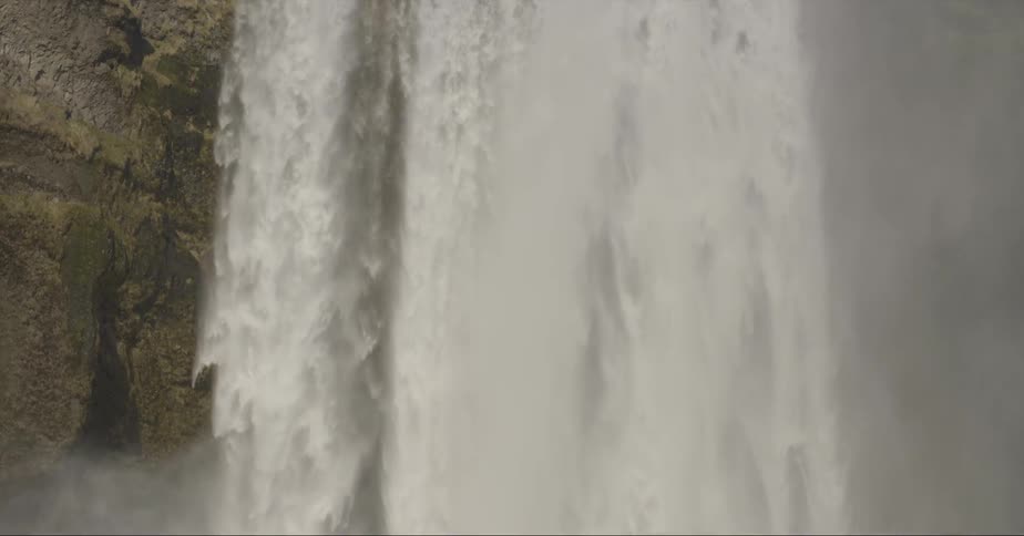 Water rushes down a waterfall