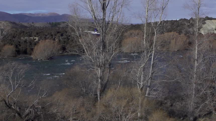 View of a river through some leafless trees