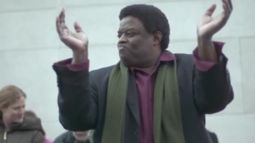 A man is clapping