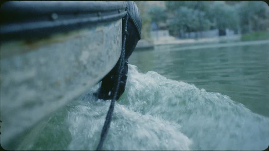 A boat travels on the water