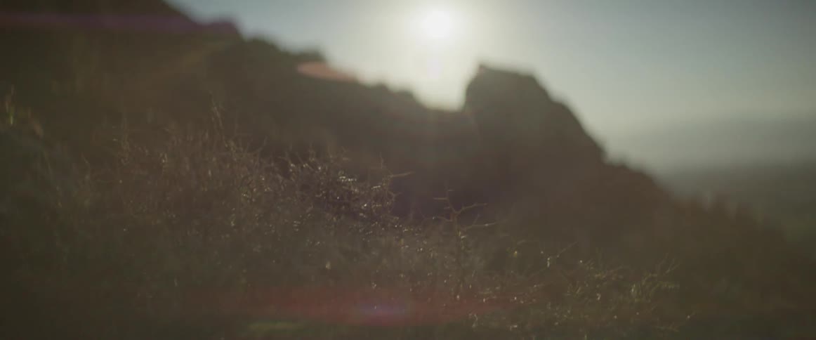 Sunlight shines over a mountain