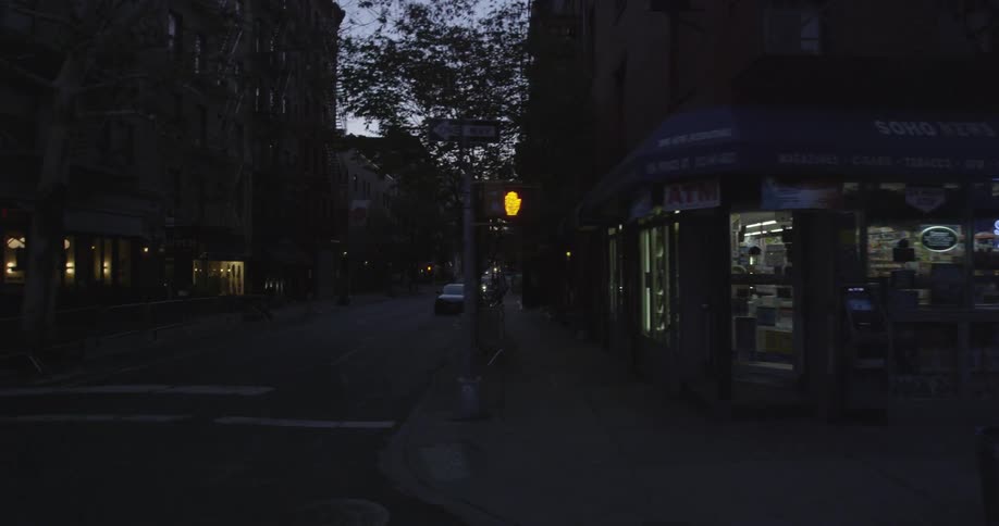 A city street at night