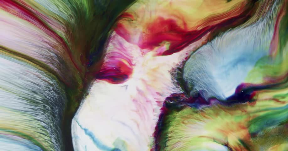Colored liquid spreads and moves