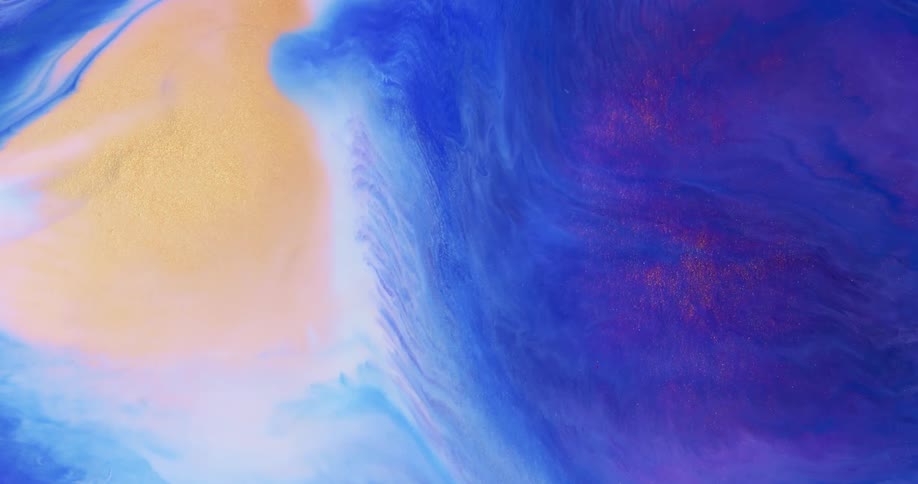 Yellow and blue liquid blending together