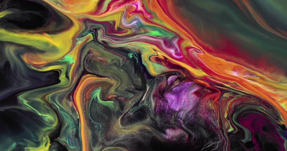 Multiple colors of liquid swirling together