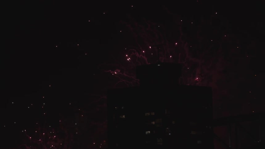 Fireworks explode in the night sky