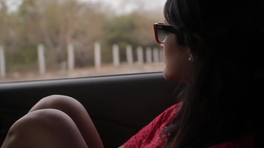 A person riding in a car