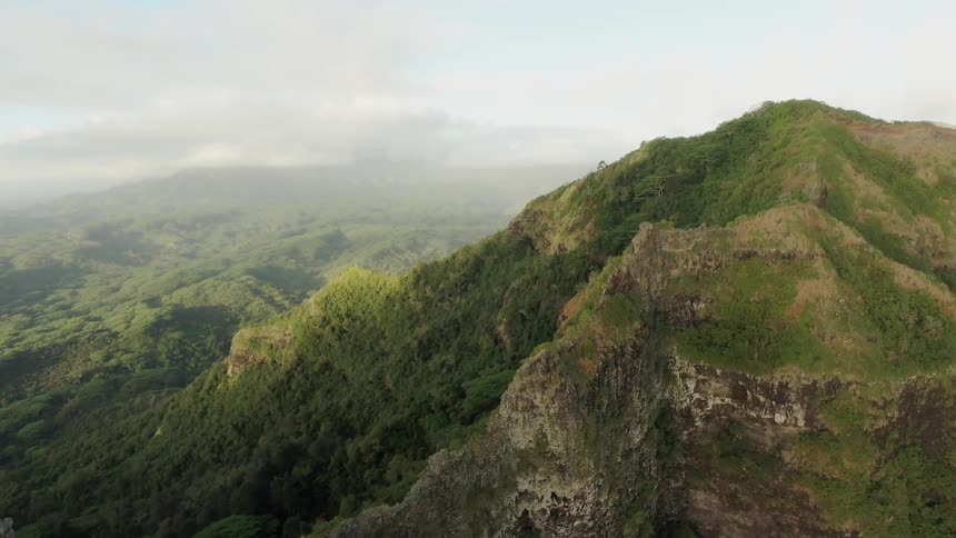 Green mountains and clouds