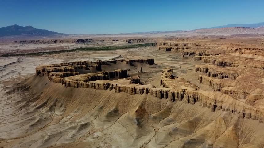 A canyon covers the landscape