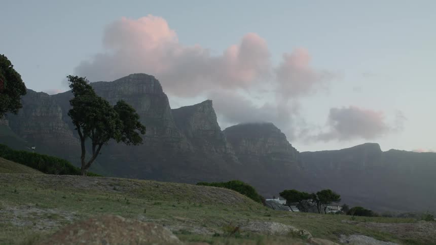 Clouds pass over mountains