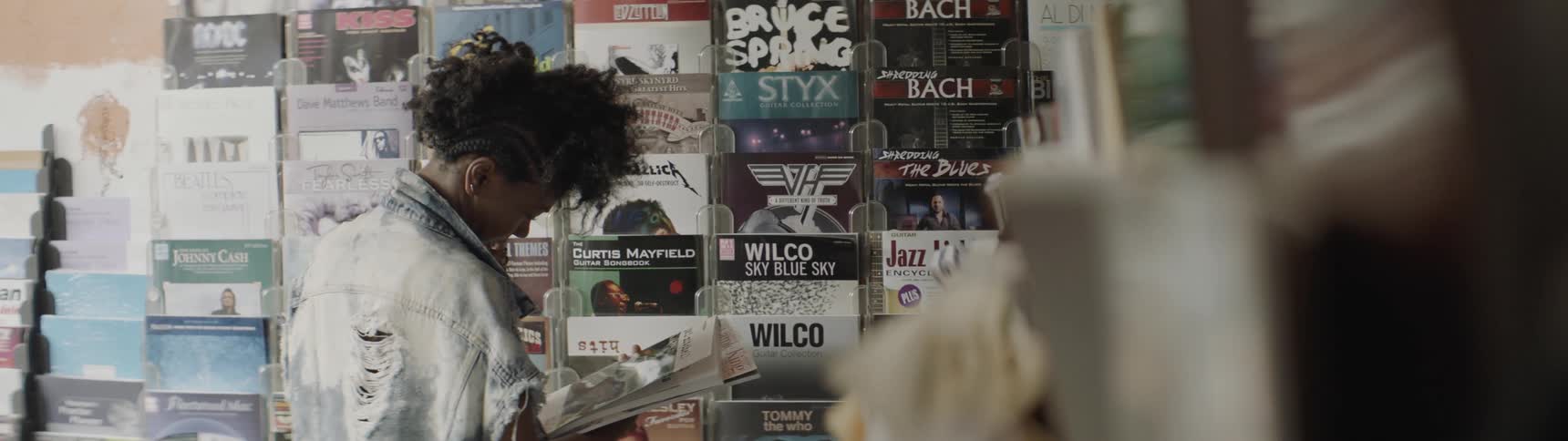 A woman shops in a record store