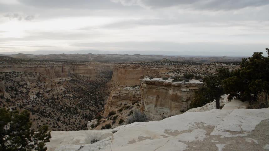Brush covered canyon on a cloudy day
