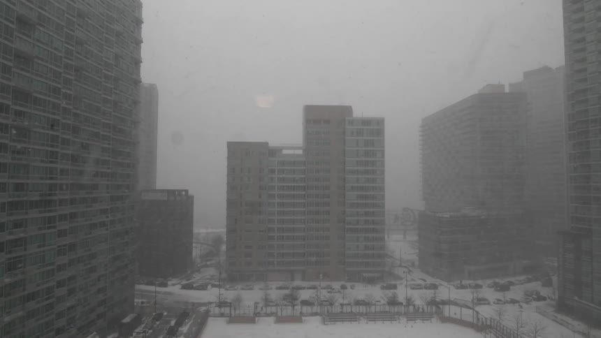 A snowstorm in the city