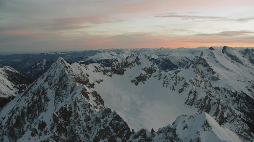 Snow covers the mountain landscape