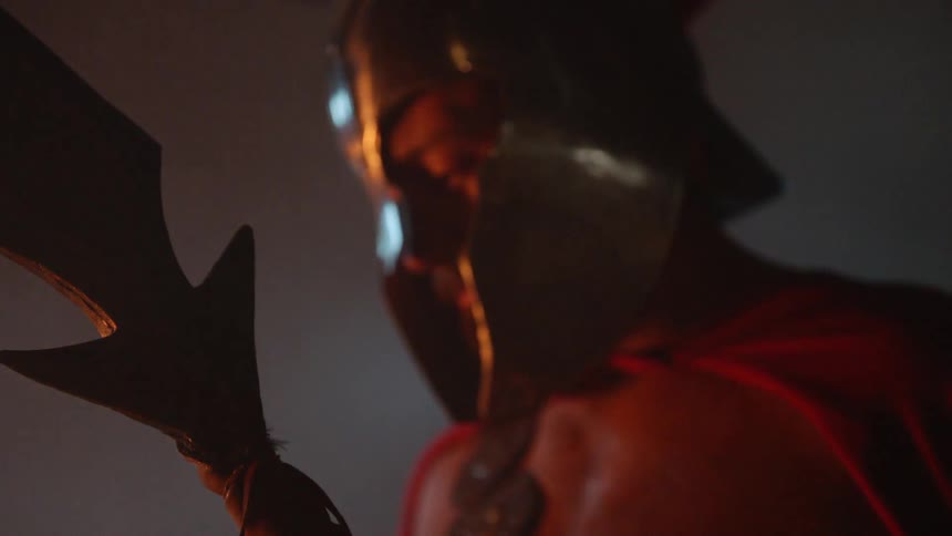 Roman soldier on smoky battlefield