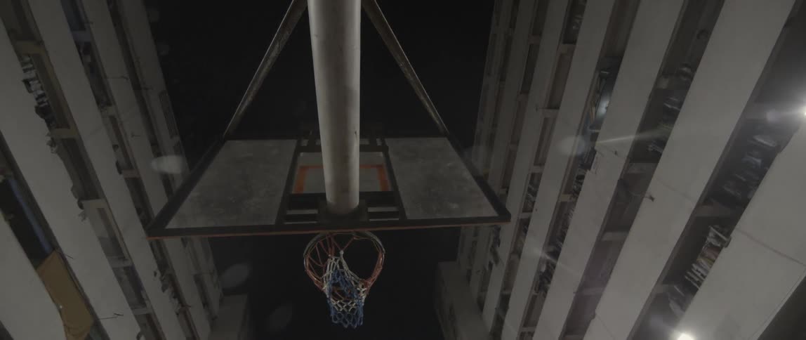 A basketball his shot through the hoop