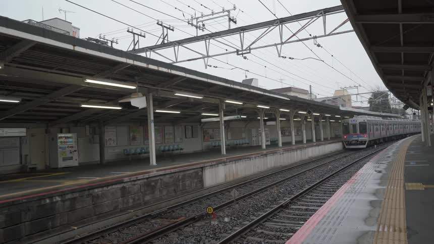 Trains leave a subway station