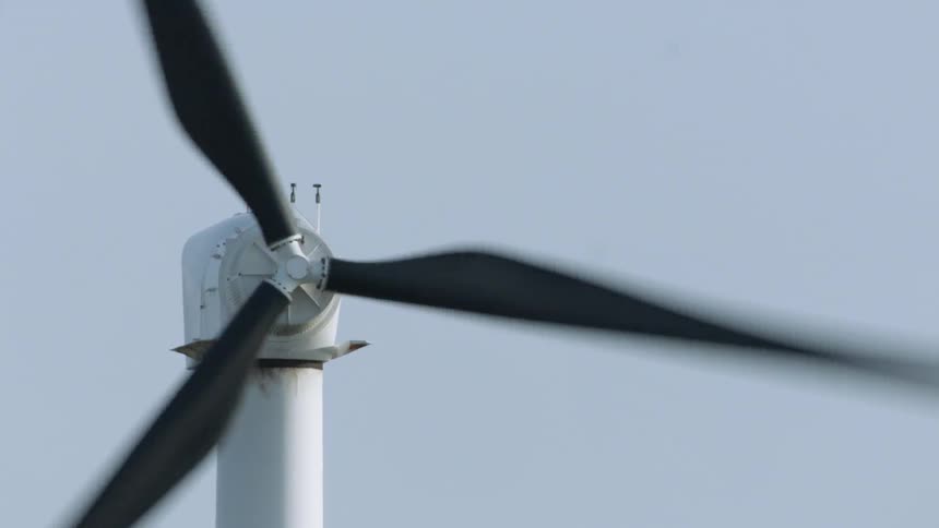 Propellers spin on a wind turbine