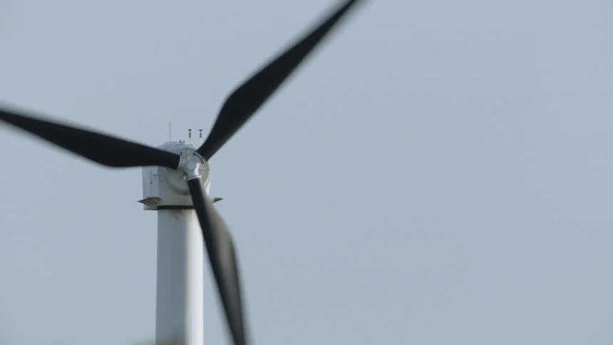 Propellers spin on a wind turbine