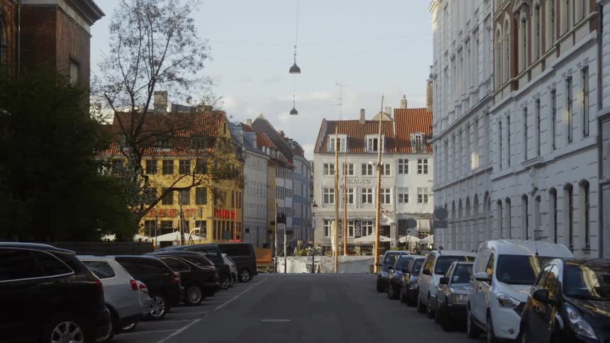 The street is empty in the town