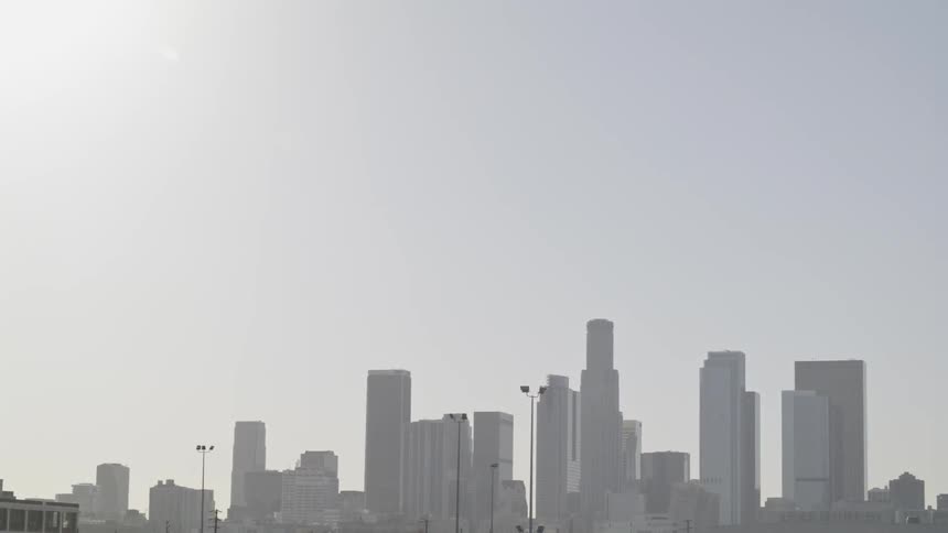 Skyscrapers stand in a city