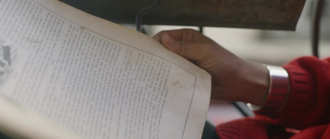 A woman reads a book