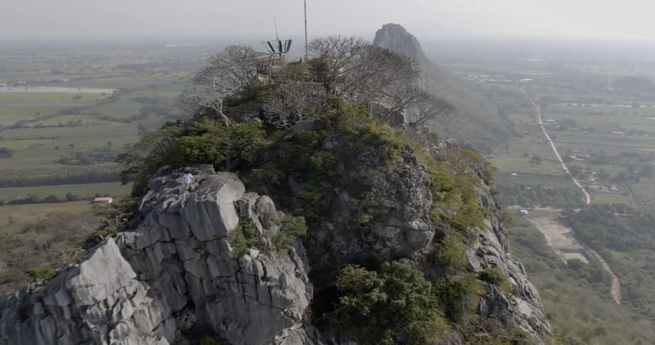 Trees on top of a rocky cliff