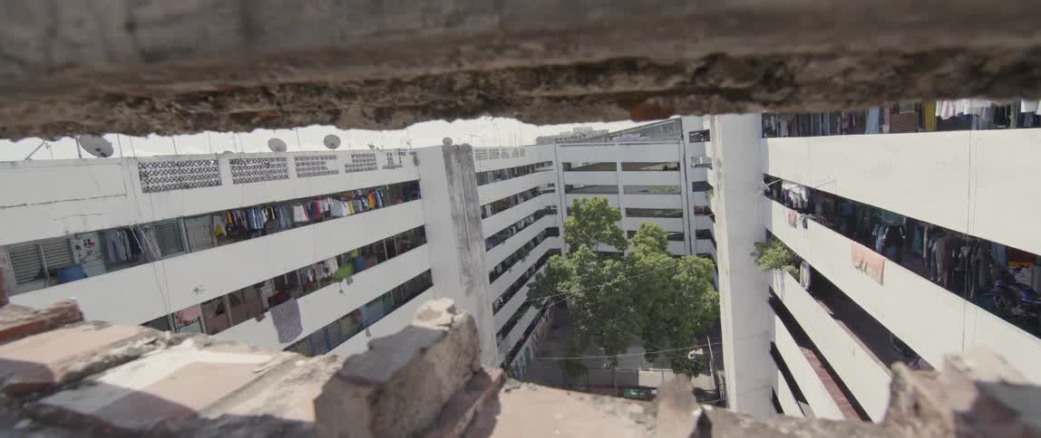 An enclosed apartment compound