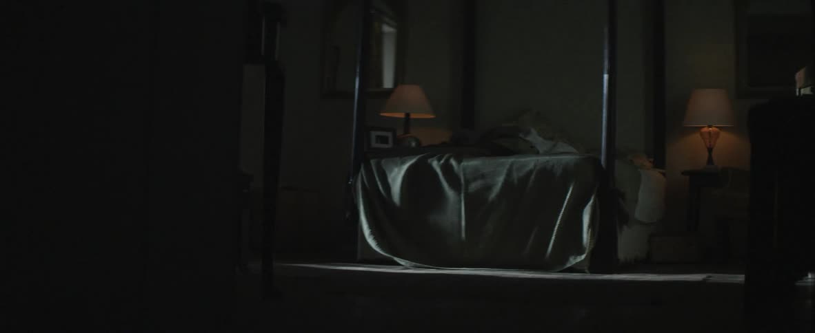 A bed in a room