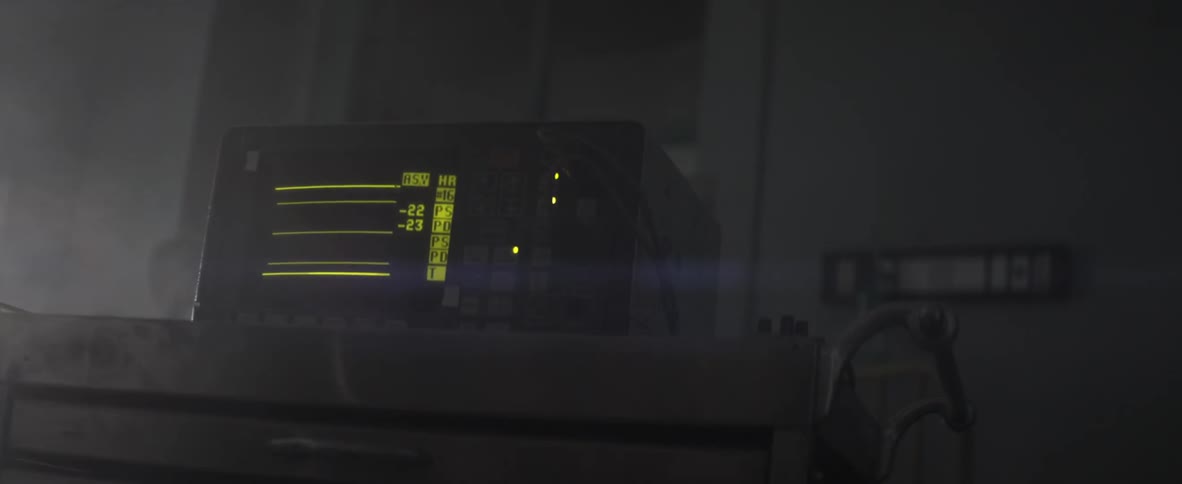 The monitor is on in the dark hospital