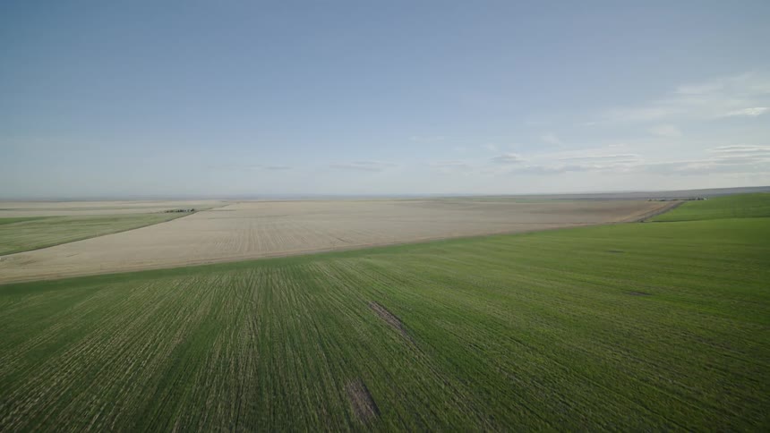 Flying over vast and endless cropland