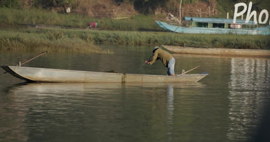 Man floats on a boat