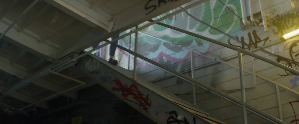 Woman runs up and down stairs while exercising